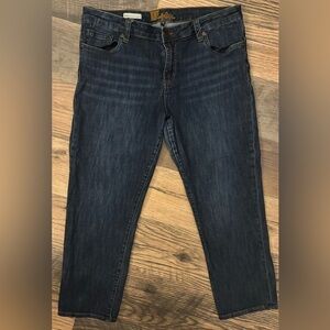 Kut From the Kloth Bardot Crop Skinny Boyfriend Jeans Dark Cotton Wash Size 12